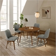 Armen Living Arcadia and Azalea 5-Piece Modern Metal Dining Set in Walnut/Gray