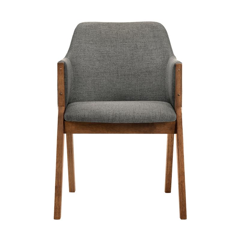 Armen Living Arcadia and Renzo 5-Piece Fabric Dining Set in Charcoal/Walnut