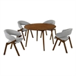 Armen Living Arcadia and Talulah 5-Piece Modern Fabric Dining Set in Gray/Walnut