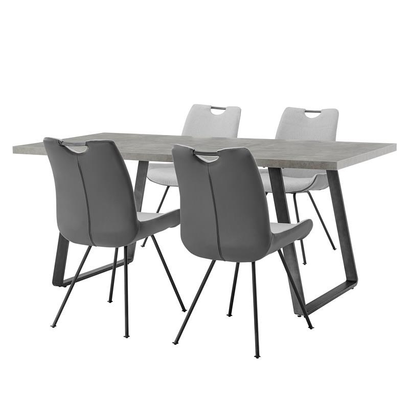 Armen Living Coronado 5PC Rectangular Metal Outdoor Dining Set in Gray/Pewter