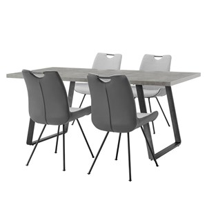 Armen Living Coronado 5PC Rectangular Metal Outdoor Dining Set in Gray/Pewter