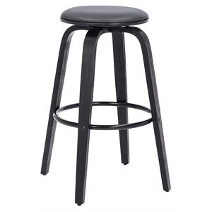 Armen Living Harbor 29&quotModern Wood Bar Swivel Stool in Black/Gray