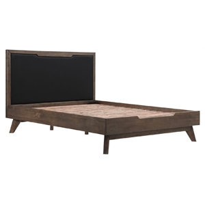 Armen Living Astoria 79&quot Modern Wood King Platform Bed Frame in Brown/Black