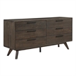 Armen Living Astoria 6-Drawer Modern Wood Double Dresser in Brown