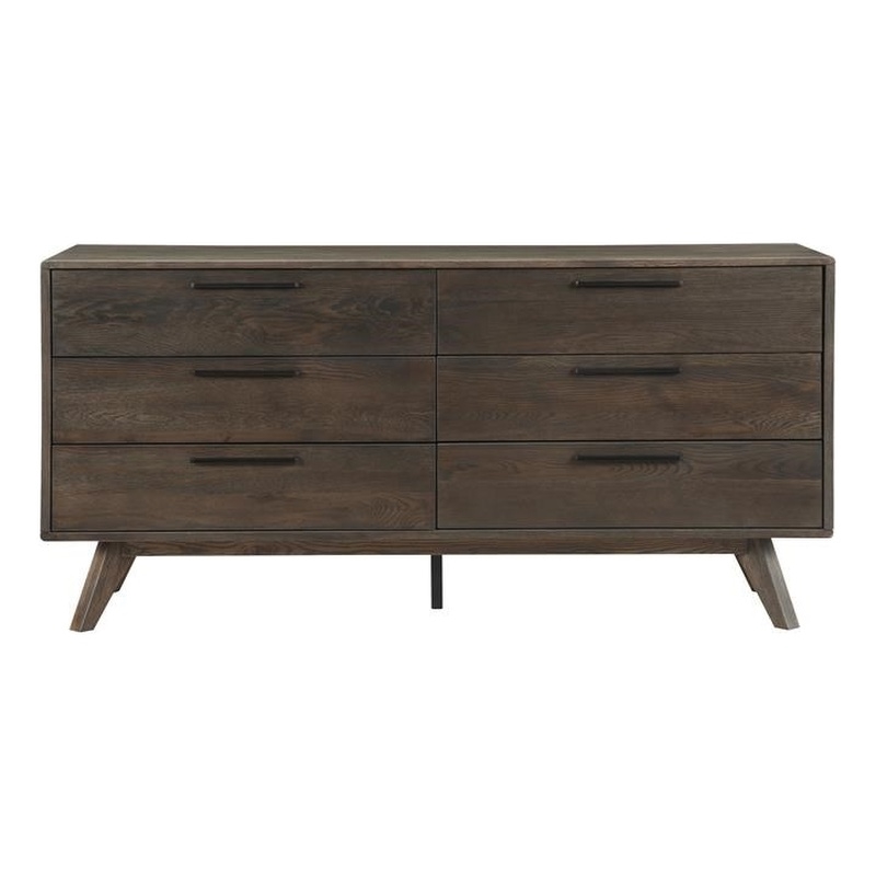 Armen Living Astoria 6-Drawer Modern Wood Double Dresser in Brown
