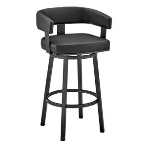 Armen Living Lorin 26&quot Modern Faux Leather Counter Swivel Stool in Black