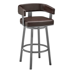 Armen Living Lorin 30&quot Modern Faux Leather Swivel Bar Stool in Chocolate
