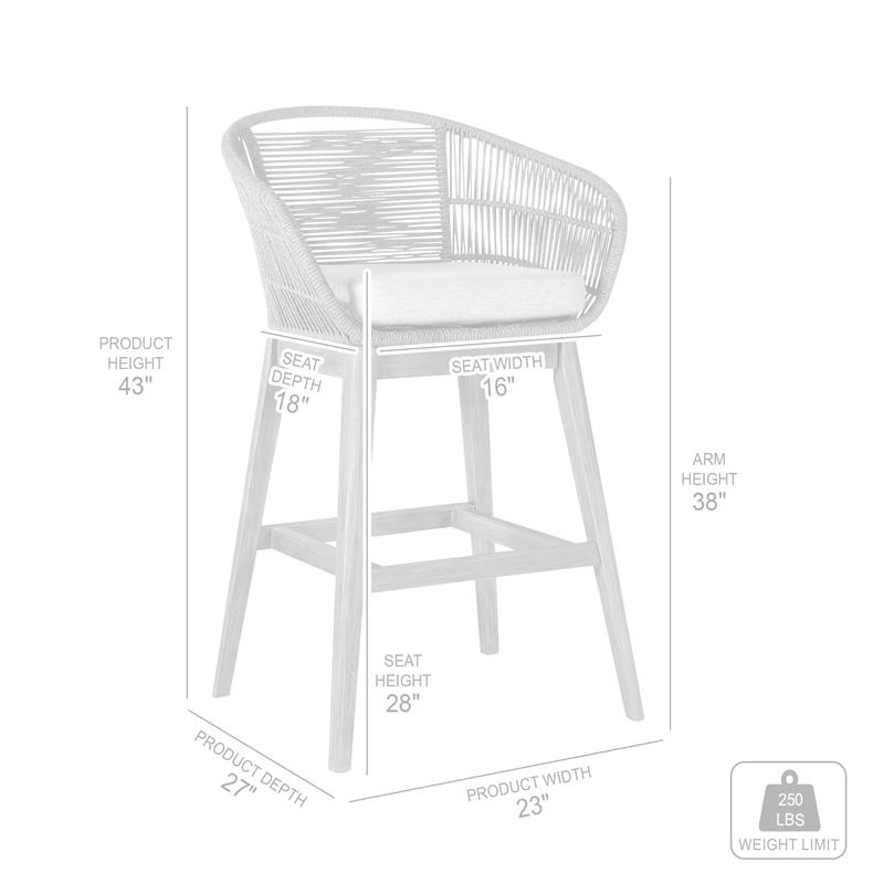 Tutti Frutti Indoor Outdoor Bar Height Bar Stool in Light Eucalyptus Wood