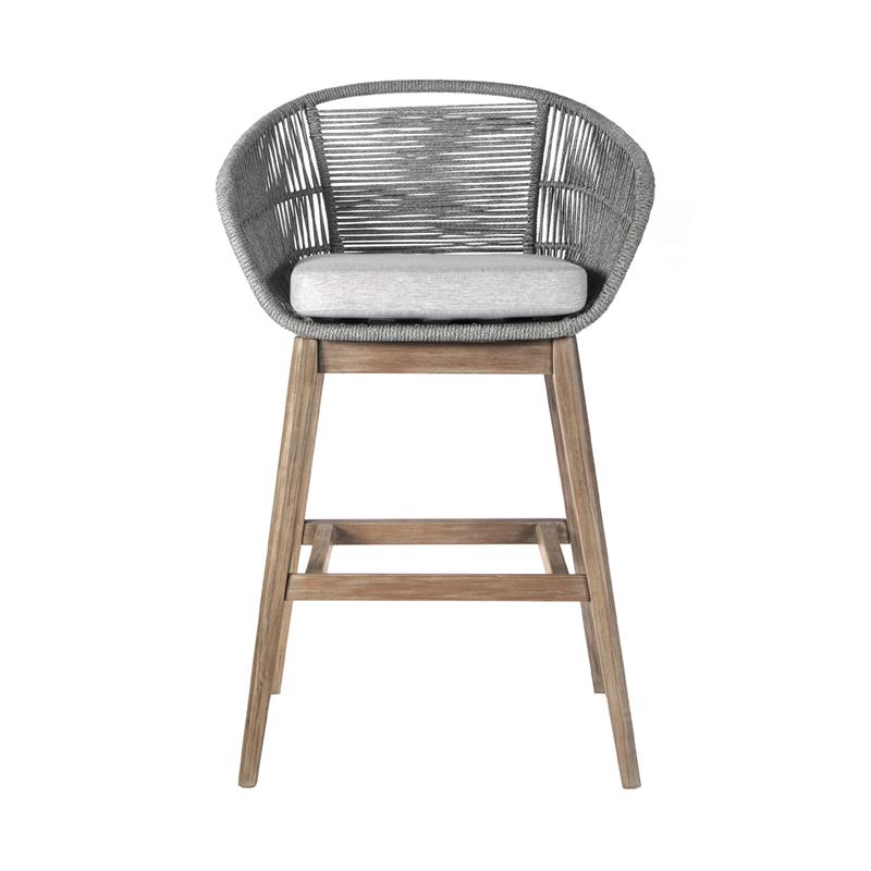Tutti Frutti Indoor Outdoor Bar Height Bar Stool in Light Eucalyptus Wood