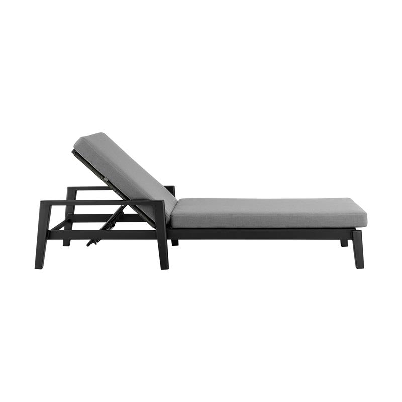 Armen Living Cayman Aluminum Outdoor Adjustable Chaise Lounge Chair in Gray
