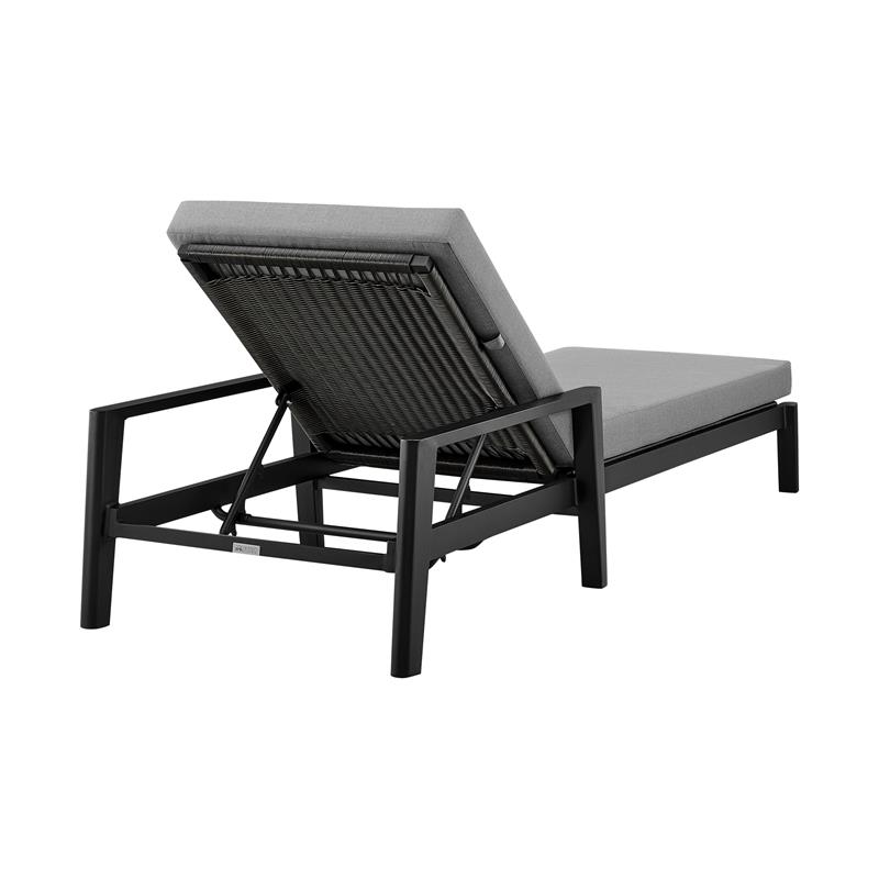 Armen Living Cayman Aluminum Outdoor Adjustable Chaise Lounge Chair in Gray