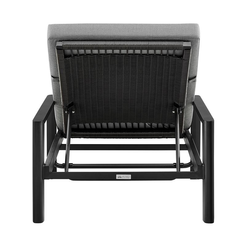 Armen Living Cayman Aluminum Outdoor Adjustable Chaise Lounge Chair in Gray