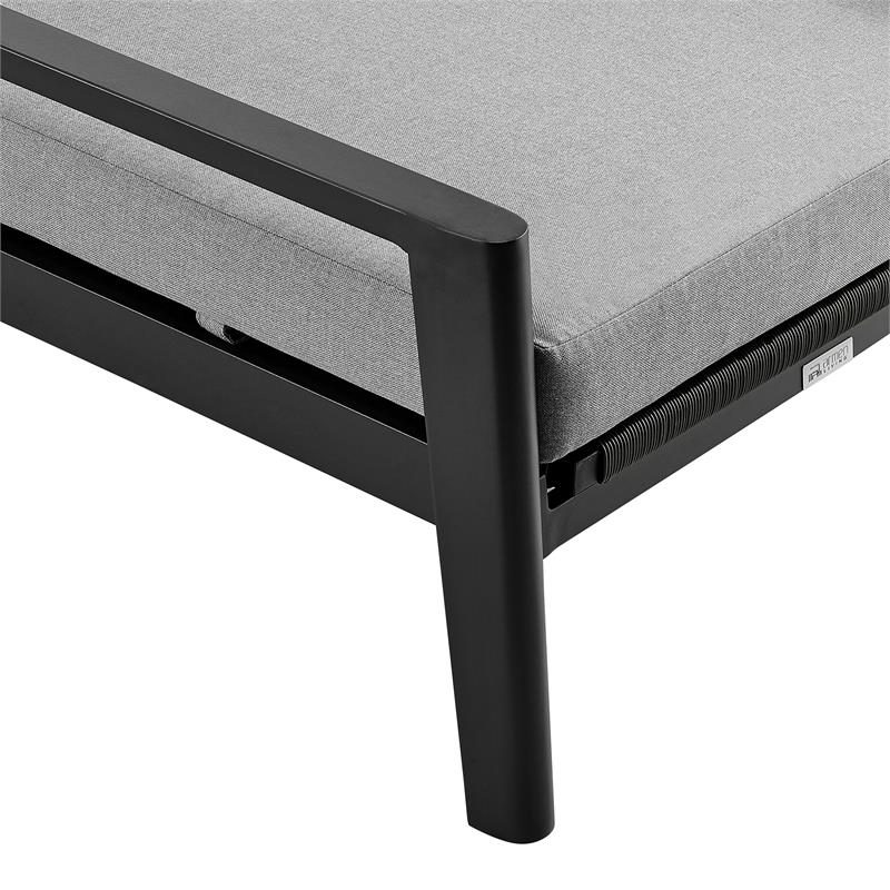 Armen Living Cayman Aluminum Outdoor Adjustable Chaise Lounge Chair in Gray