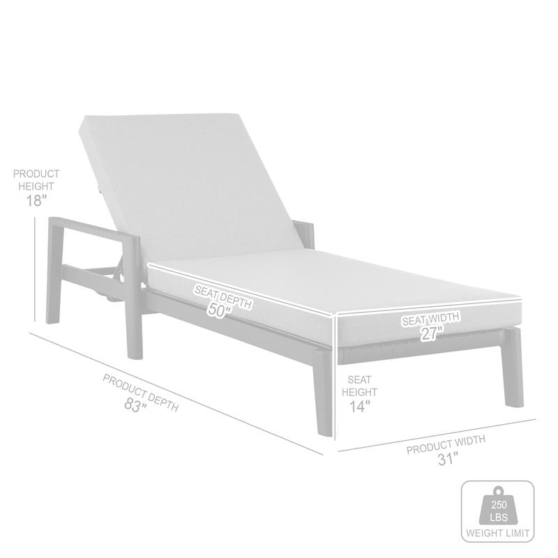 Armen Living Cayman Aluminum Outdoor Adjustable Chaise Lounge Chair in Gray