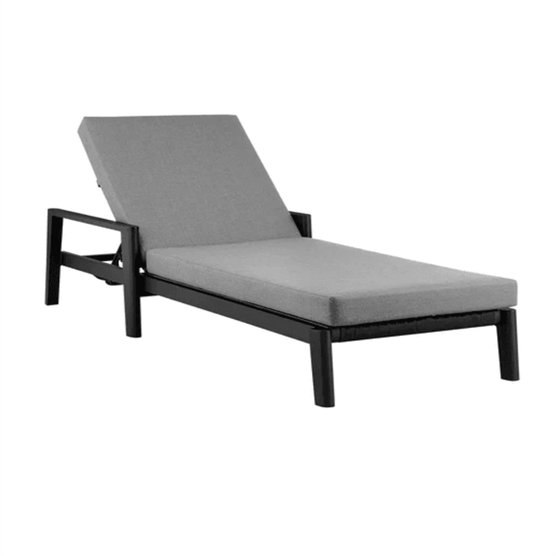 Armen Living Cayman Aluminum Outdoor Adjustable Chaise Lounge Chair in Gray