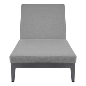 Menorca Outdoor Patio Adjustable Chaise Chair in Aluminum with Grey Cushions