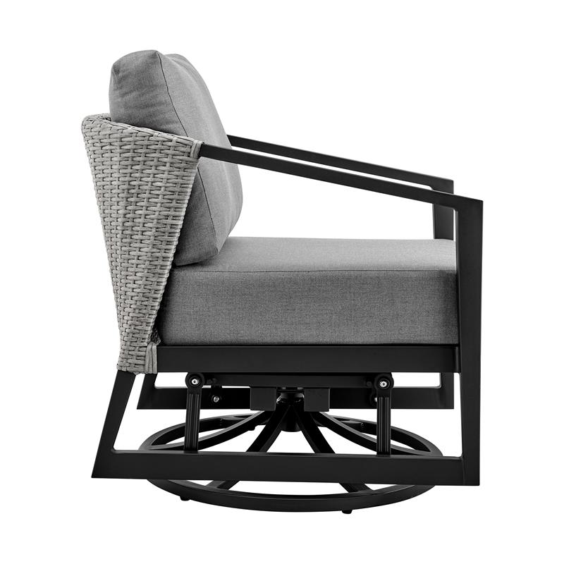 Armen Living Palma Aluminum Outdoor Swivel Lounge Chair in Gray