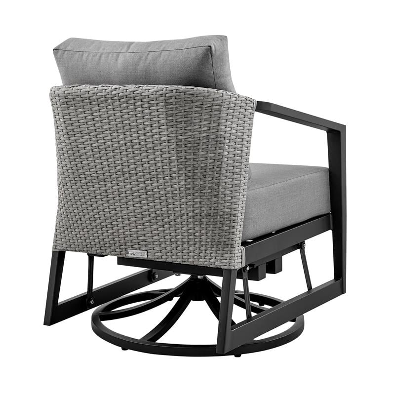 Armen Living Palma Aluminum Outdoor Swivel Lounge Chair in Gray