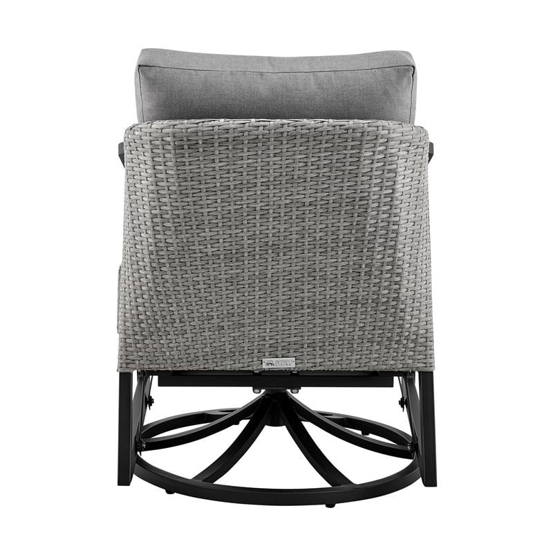 Armen Living Palma Aluminum Outdoor Swivel Lounge Chair in Gray