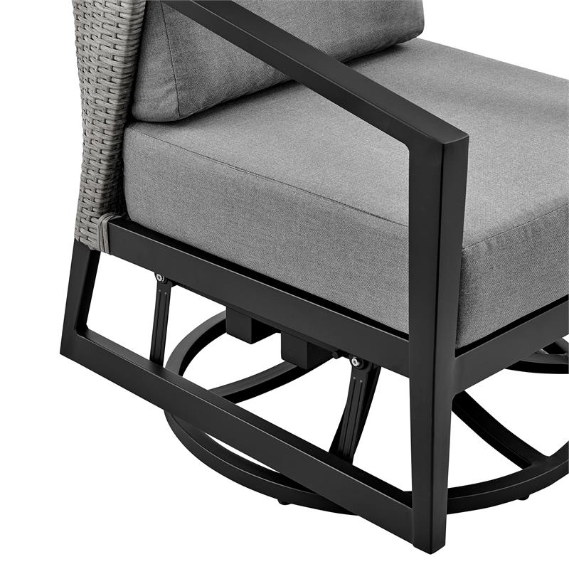 Armen Living Palma Aluminum Outdoor Swivel Lounge Chair in Gray