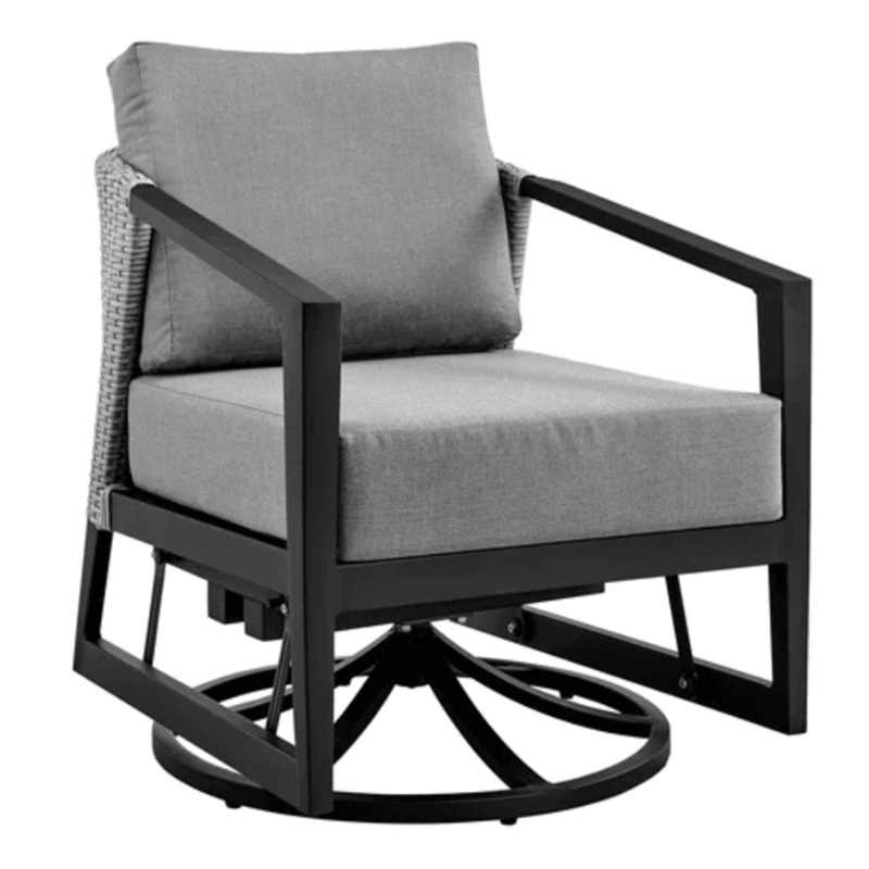 Armen Living Palma Aluminum Outdoor Swivel Lounge Chair in Gray