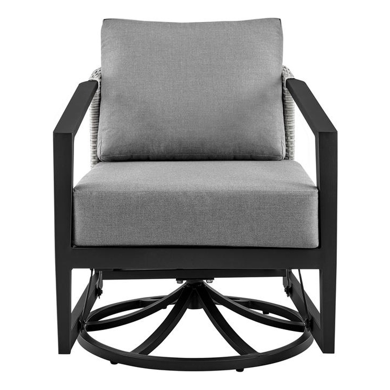 Armen Living Palma Aluminum Outdoor Swivel Lounge Chair in Gray