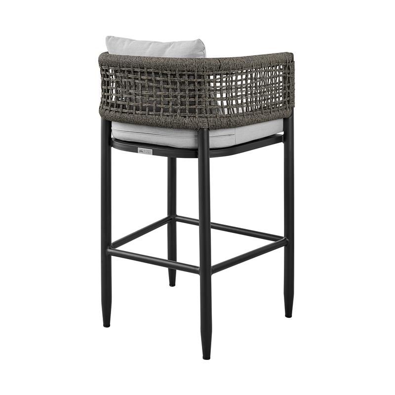 Armen Living Alegria Outdoor 5-Piece Aluminum & Rope Bar Set in Gray