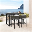 Armen Living Alegria Outdoor 5-Piece Aluminum & Rope Bar Set in Gray
