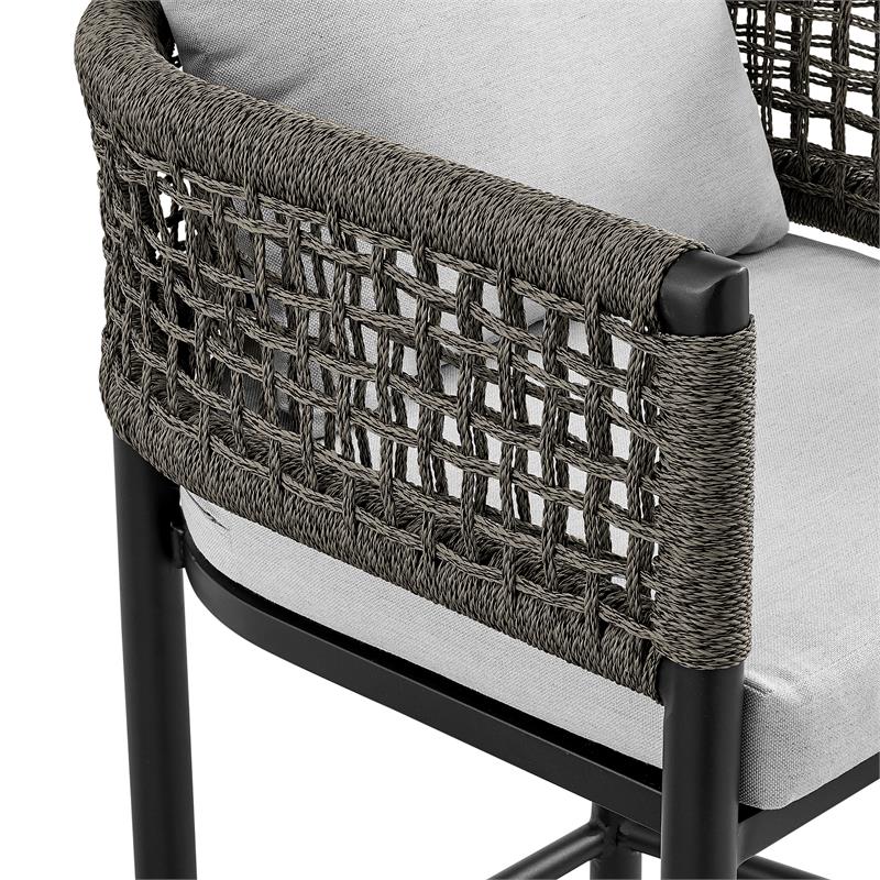 Armen Living Alegria Outdoor 5-Piece Aluminum & Rope Bar Set in Gray