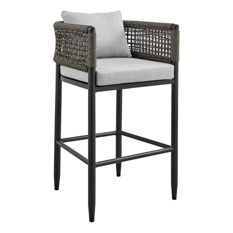 Armen Living Alegria Outdoor 5-Piece Aluminum & Rope Bar Set in Gray