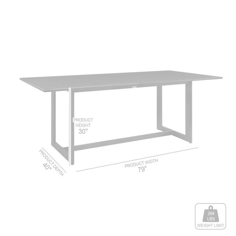 Armen Living Cayman Outdoor Patio 7-Piece Aluminum Dining Set in Gray