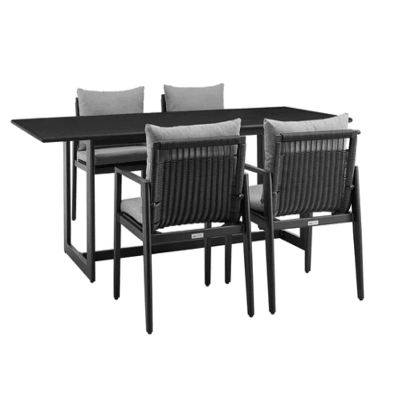 Armen Living Cayman Outdoor Patio 5-Piece Aluminum Dining Set in Gray