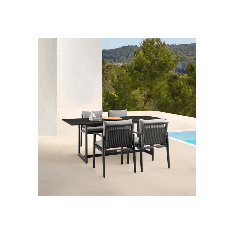 Armen Living Cayman Outdoor Patio 5-Piece Aluminum Dining Set in Gray