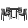 Cayman Outdoor 5-Piece Round Dining Table Set in Aluminum with Grey Cushions