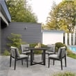 Cayman Outdoor 5-Piece Round Dining Table Set in Aluminum with Grey Cushions
