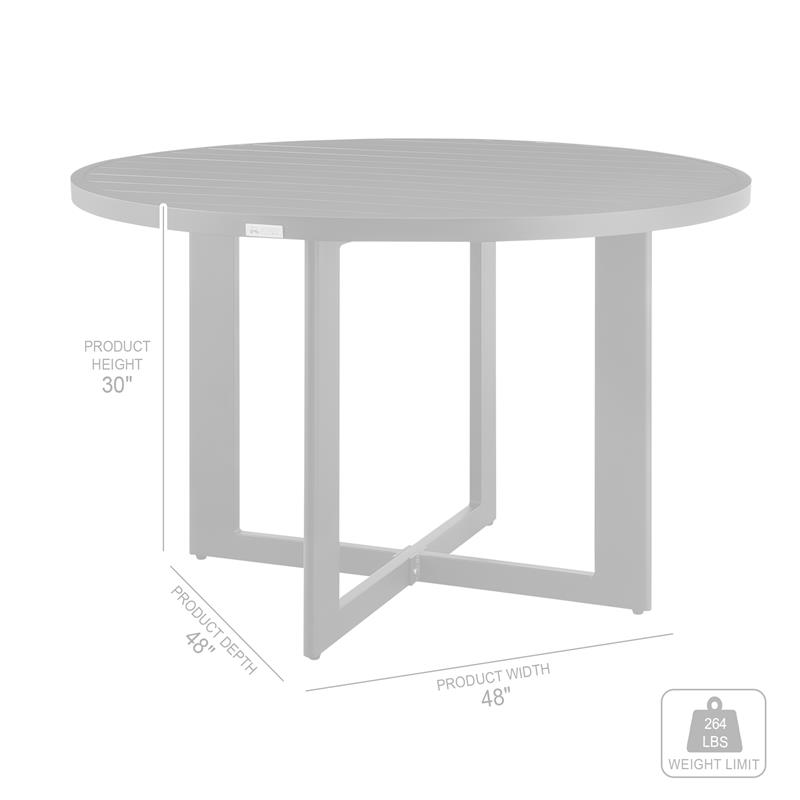 Cayman Outdoor 5-Piece Round Dining Table Set in Aluminum with Grey Cushions