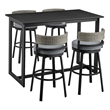 Armen Living Encinitas 5-Piece Aluminum Outdoor Patio Table Set in Dark Gray