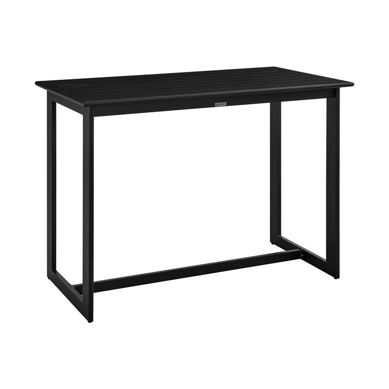 Armen Living Encinitas 5-Piece Aluminum Outdoor Patio Table Set in Dark Gray