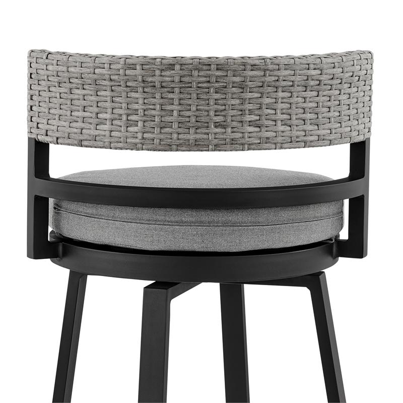Armen Living Encinitas 5-Piece Aluminum Outdoor Patio Table Set in Dark Gray