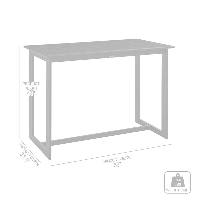 Armen Living Encinitas 5-Piece Aluminum Outdoor Patio Table Set in Dark Gray