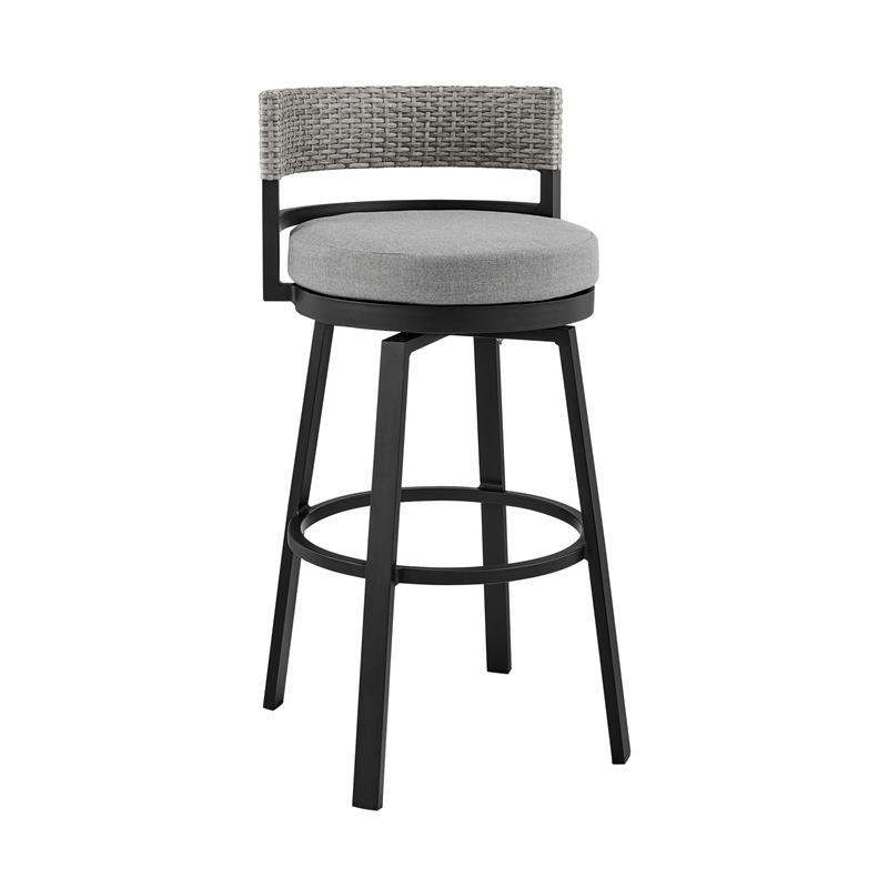 Armen Living Encinitas 5-Piece Aluminum Outdoor Patio Table Set in Dark Gray