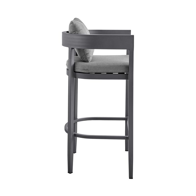 Armen Living Menorca Outdoor Patio 5-Piece Aluminum Bar Set in Gray