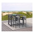 Armen Living Menorca Outdoor Patio 5-Piece Aluminum Bar Set in Gray