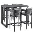 Armen Living Menorca Outdoor Patio 5-Piece Aluminum Bar Set in Gray