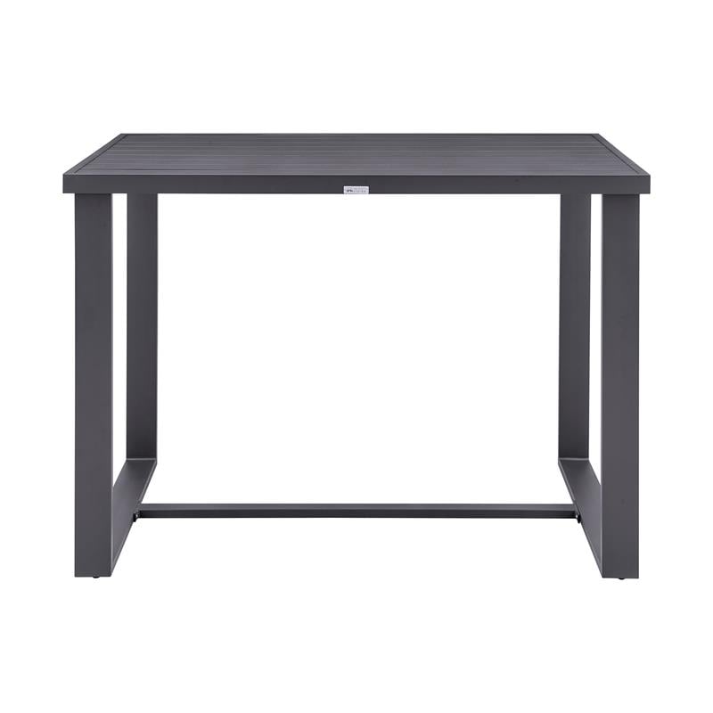Armen Living Menorca Outdoor Patio 5-Piece Aluminum Bar Set in Gray