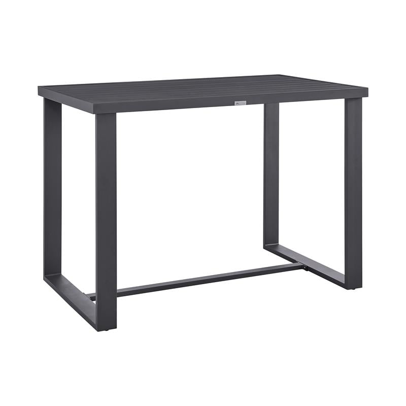 Armen Living Menorca Outdoor Patio 5-Piece Aluminum Bar Set in Gray