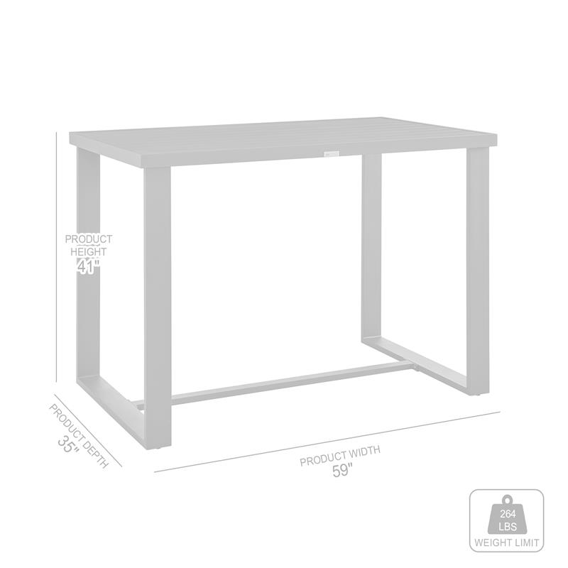 Armen Living Menorca Outdoor Patio 5-Piece Aluminum Bar Set in Gray