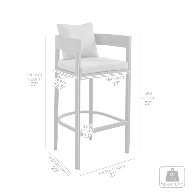 Armen Living Menorca Outdoor Patio 5-Piece Aluminum Bar Set in Gray
