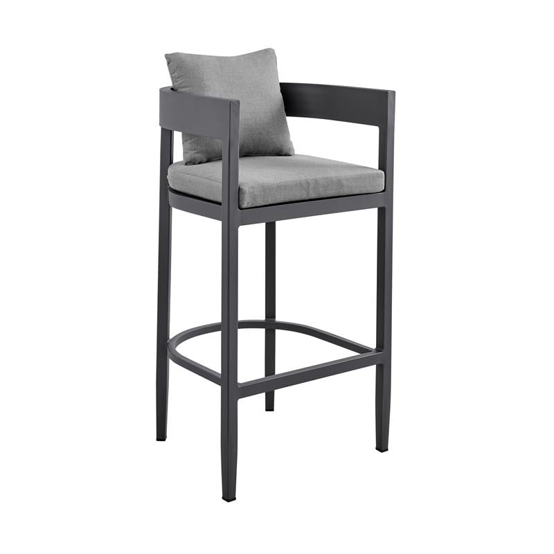 Armen Living Menorca Outdoor Patio 5-Piece Aluminum Bar Set in Gray