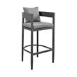 Armen Living Menorca Outdoor Patio 5-Piece Aluminum Bar Set in Gray